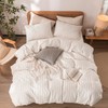 Striped Cotton Duvet Cover Set Linen Feel Queen