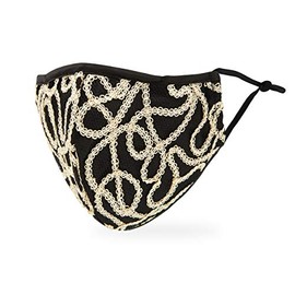 Weddingstar Luxury 3-Ply Washable Cloth Face Mask Reusable and Adjustable with Filter Pocket - Black & Gold