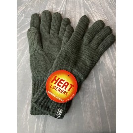 Heat Lockers Men One Size Thermal Gloves Black Knit