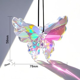 3.5 Inch Hanging Butterfly Prism Sun Catchers with 12 Facet Crystal Glass Lead-Free Stained Glass Rainbow Maker for Windows, Garden, Home Decor