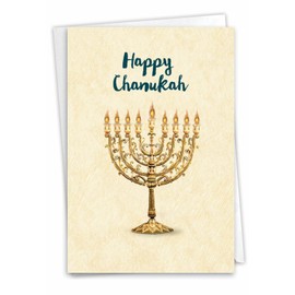The Best Card Company - Chanukah Greeting Card with 5 x 7 Inch Envelope (1 Card) Jewish Holiday Card Hanukkiahs C6128AHKG