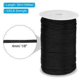 PATIKIL 328 Feet Paracord Rope 550lb, 7 Strand Parachute Cord 4mm Paracord Lanyard Spool Cord for Survival Bracelet Tent Camping, Hiking, DIY Projects, Black