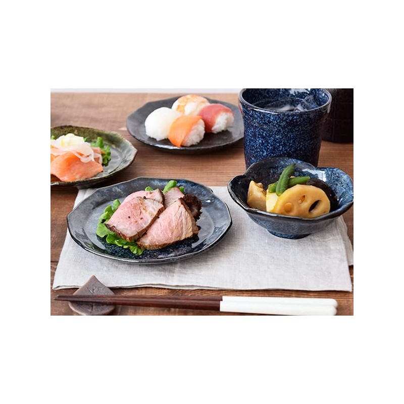 Tableware kt-053-01 Japanese Tableware, Medium Plate, Line, 6.3 inches (16
