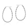 Dynamic Twisted Oval Hoops .925 Sterling Silver V-Lock Hoop Earrings