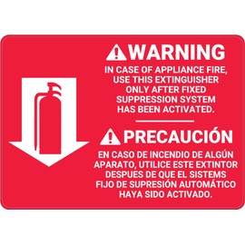 Fire Extinguisher Instruction Warning Bilingual Spanish - Wall Sign Bilingual Signs 8"x12" Metal Sign Danger Warning Man Cave Yard Indoor Or Outdoor