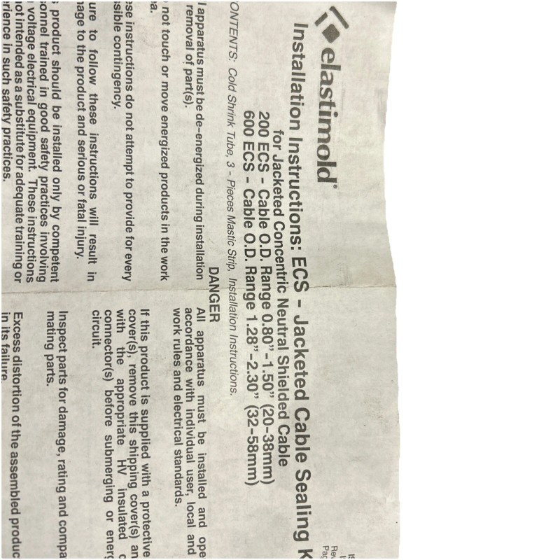 Elastimold New Elastimold ECS-G3 Jacketed Cable Grounding And Sealing Kit