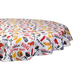 DII Outdoor Tabletop Collection, Stain Resistant & Waterproof, 60" Round w/Zipper, Barbeque