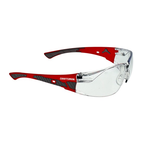 Craftsman 200, Safety Glass, Comfort Fit - Clear, Red Frame