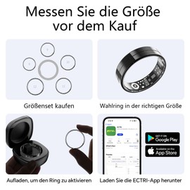 2025 Neuer ultradünner Smart-Ring, überwacht 24/7 Herzfrequenz, SpO2, Schlaf, Körpertemperatur usw. Ringe für Männer und Frauen, Keine Abonnementkosten, Android iOS (Gold Größe 9)