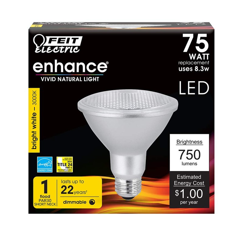 Feit Electric PAR30 LED Light Bulb, Short Neck, Dimmable, 750