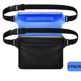 GLBSUNION Waterproof Pouch Dry Bag with Waist Strap (2 Pack), Best Way to Keep Your Phone and Valuables Safe/Dry, Perfect for Boating Swimming Snorkeling Kayaking Beach Pool Fishing Water Parks