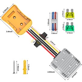 ZIWIMEGO DC Power Adapter, Dual Fuse 18V to 12V Step Down Voltage Converter, Buck Converter Regulator with Low Voltage Protection Fuse & Wire Terminal for Golf Cart Led Strip Light (for DT)