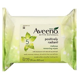 AVEENO Active Naturals Positively Radiant Makeup Removing Wipes, 25 ea (Pack of 7)