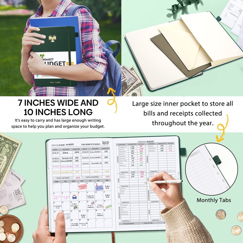 Soomeet Budget Planner with Monthly Tabs,Large Size, Budgeting Journal and