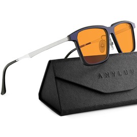 ANYLUV Blue Light Glasses Men, Stylish Square Carbon Fiber Eyewear, Anti Eyestrain, Lightweight Mens Computer Gaming Glasses