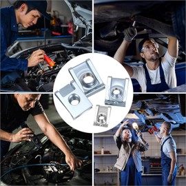 QWORK® Pack of 90 Thread Clip Nut Kit, U-Type Sheet Nuts Made of Manganese Steel, Assorted in Storage Box, for Vehicle Maintenance