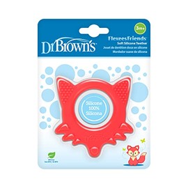 Dr. Brown's Flexees Friends - Mordedor para bebé, zorro naranja, 100% silicona, libre de BPA, 3 m +