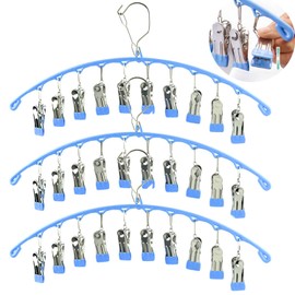 Legging Organizer for Closet,Upgrade Skirt Pants Hangers with Clips, Metal Yoga Pants Hangers 3 Pack w/10 Clips,Hangers Space Saving Closet Organizers w/Rubber Coated Closet Organizers(Blue3)…