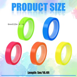 AIEX 5 Rolls Highlighter Tapes, 0.23inch x 16.4ft Colored Transparent Tape Fluorescent Neon Tape Removable Highlighters for Students Teachers Reading Taking Notes at Class Home Office