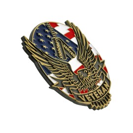 PinMart Proudly Served Veteran Pin – Patriotic American Lapel or Hat Pin – Proud to be Retired Army, Navy, Air Force or Marine Corps – Gold Plated Enamel with Secure Clutch Back - 5 Pack