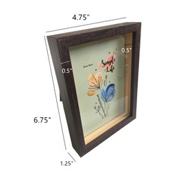 4x6-inch Shadow Box Frame Display Case (Easy to Change Photos) with Glass Front,for Desktop and Wall Hanging Display Collectibles,Plant Specimen Kid's Souvenirs and Photos (4x6, Dark Brown)