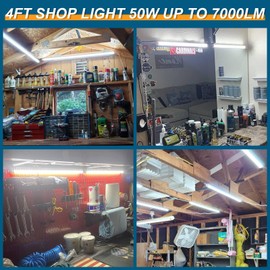 AQIQUUT LED Shop Lights,4FT Led Shop Light 6500k Daylight 50W 7000LM.4 Foot Led Shop Lights Clear Cover Integrated V-Shape,Led Shop Lights for Workshop 4ft,Warehouse Commercial Bay Lighting(2-Pack)