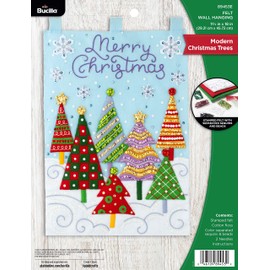Bucilla Felt Wall Hanging Applique Kit-Modern Christmas Trees (89453E)