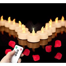 24Pack LED Tea Light Remote Control Battery Operated Flameless Candles Realistic and Bright Flickering Long Lasting 400 Hours Electric Candles for Christmas Home Party Wedding Decor (Warmyellow)