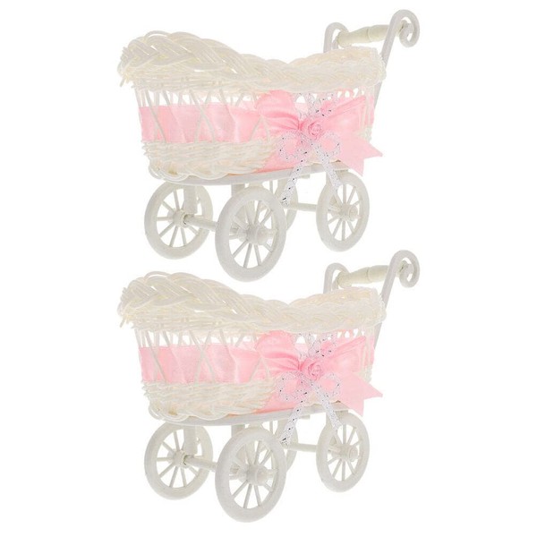 Carriage Centerpiece Mini Woven Baskets, Wicker Candy Baskets with Handles