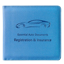 Mymazn Car Registration and Insurance Holder, Car Document Holder with Magnetic Closure, Auto PU Leather Registration and Insurance Card Holder for Driver's License & Essential Documents, Blue