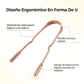 Raspador 2 de lengua dos piezas, para el mal aliento higiene bucal. reutilizables, fáciles de limpiar, 100% cobre puro para adultos.