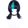 Blue Black and Peacock Blue Anime Cosplay Wig with Bangs