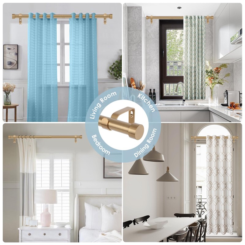 VOIIY 2 Pack Gold Curtain Rods for Windows 28 to