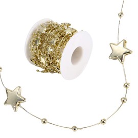 10 Metres/Roll Bead Roll ABS Bead Chain Five-Pointed Star Decorative Cord DIY Wedding Decoration (Golden)
