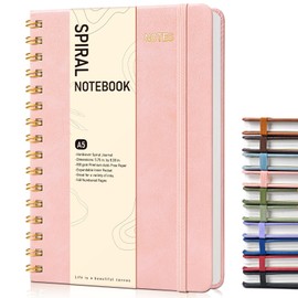 Dotted Spiral Journal Notebook, A5 Hardcover Spiral Journals for Women Men, 100 GSM Dot Grid Paper Notebooks, 150 Pages Spiral Bullet Dotted Notebook for Writing Note Taking 5.75" x 8.38", Blush Pink