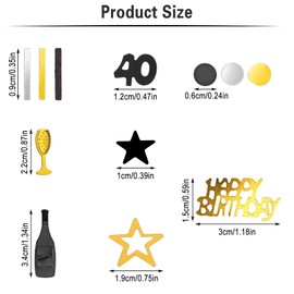 Darryy Confetti 40th Birthday Decoration, 40th Birthday Decoration, Confetti Rose Gold for 40th Birthday, Anniversary Party Supplies Decoration, Confetti Confetti Decoration Birthday Rose Gold (Black