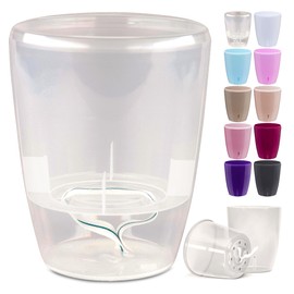 Happy Plants Orchid Pot D 12.5 cm Flower Pot with Integrated Water Level Indicator, Self-Watering Flower Pot with Wick, Self-Watering System for Orchids - Transparent, 1.3 Litres