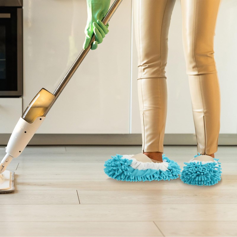 sourcing map Mop Slippers Washable Microfiber Floor Cleaning Shoes Cover