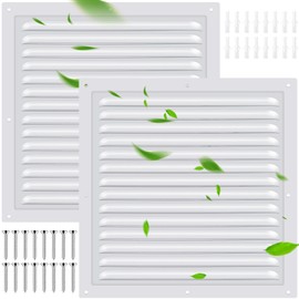2 Pcs 12" x 12" Aluminum Gable Vent Shed Attic Vent with Screen Mesh Square Vent Covers Vent Grille for Exterior Door House Attic Garage Ceiling, Boost Ventilation and Guard Against Moisture (White)
