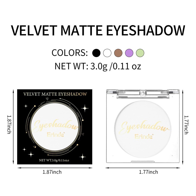 Erinde Single White Matte Eyeshadow Palette, Velvet Eye Shadow Compact