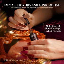 ROSALIND Semi-Permanent Nail Polish, 8 Colors Black Brown Nude Gold, 5ml Gel Nails Soak Off UV Lamp, Nail Art Varnishes Gel Nail Polish Set 8pcs