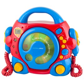 HANNLOMAX HX-335CD CD/MP3 Player with Dual Sing-A-Long Mic, USB Port for MP3 Playback, LCD Display, Headphone Jack. (Red/Blue)