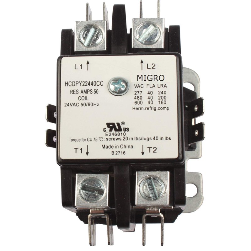 2 Pole 40 Amp 24V Coil Definite Purpose Contactor 50A
