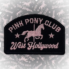 Pink P*ny Club West H*llywood Patch 3 Inches Horses Music Inspiration Iron On/Sew On Embroidery Fabric Applique Patches for Trucker Hats Clothes Backpack DIY Accessories Coworkers Friends Mom Gifts