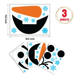 Joy Day Christmas Door Stickers Decor Christmas Snowman Door Stickers Christmas Large Snowman Stickers with Snowflake Decals for Xmas Refrigerator Door Wall Window Decor (Snowboy-II)