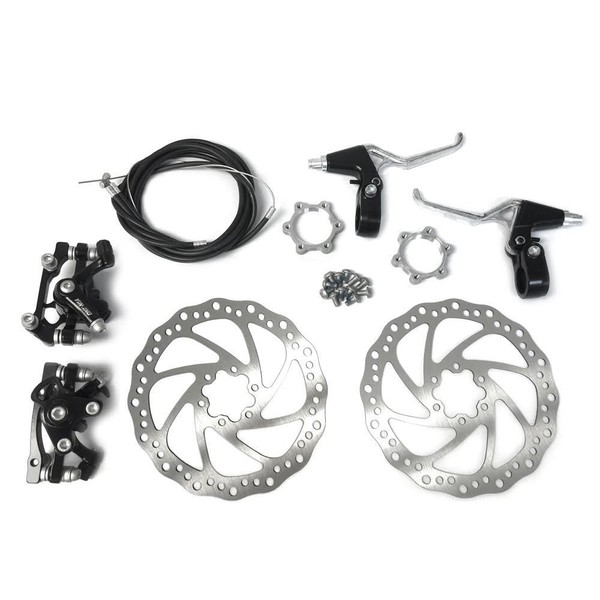 BlueSunshine Front and Back Disk Brake Kit - 160mm For 80cc Gas Motorized Bicycle - Freewheel Threaded Hubs Hole distance of 48mm