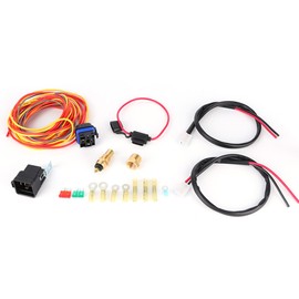 Electric Cooling Fan Wiring Harness Kit Dual Single 165/185 W/Thermostat 40 AMP Relay