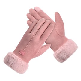 Cozlly Women Winter Gloves, Thick Fleece Lined Gloves Small Size, Soft Warm Windproof Gloves, Thermal Gloves Ladies for Daily Driving Running Cycling, Winter Gifts for Women, Daughter (Pink)
