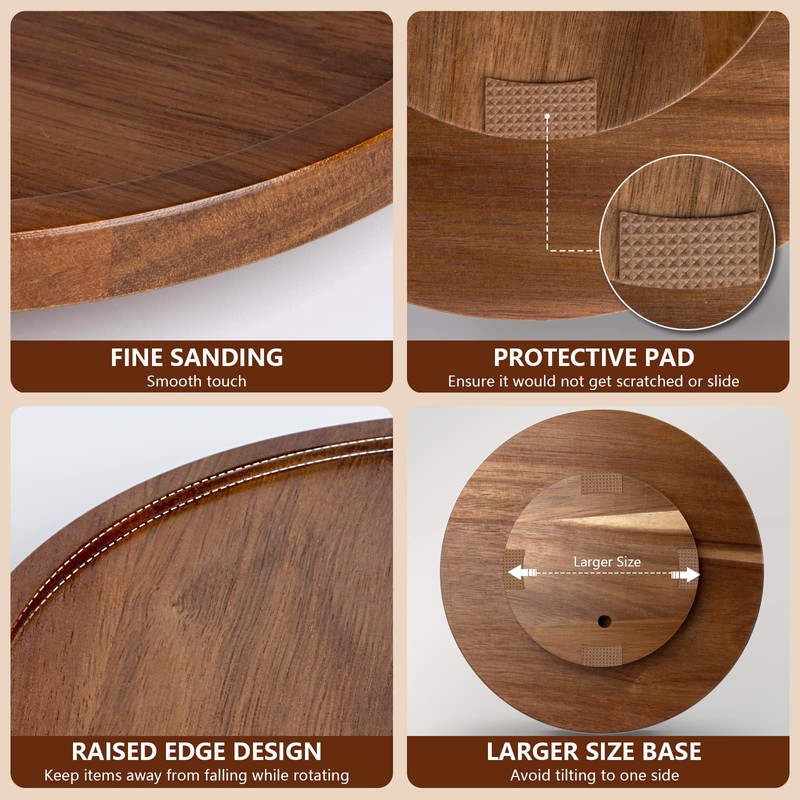 ANBOXIT Lazy Susan Organizer for Table, 10 Inch Wooden Lazy