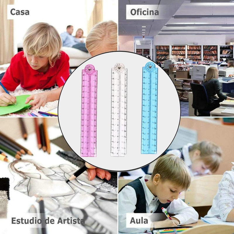 3 Pcs Foldable Ruler, Ruler 30cm Folding, Color Ruler 30cm,